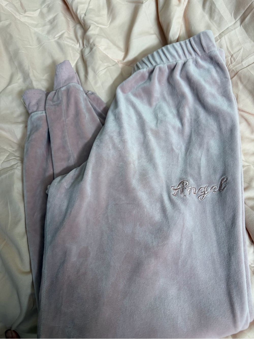 Angel Embroidered Light Lavender Kids Pajama Pants